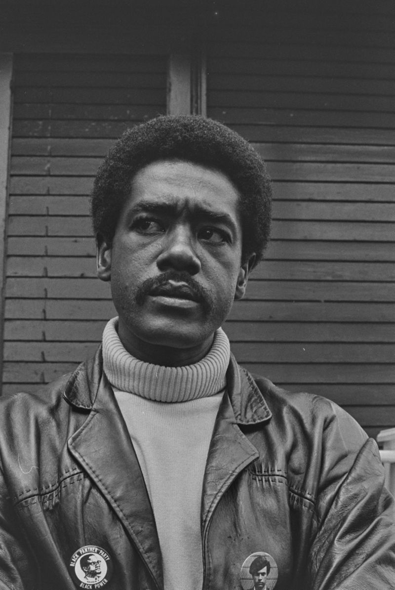 Bobby Seale, Chairman and co-founder of the Black Panther Party, Bobby Hutton Memorial Park, Oakland, CA, #42 from A Photographic Essay on The Black Panthers | UCSC Digital Library Collections